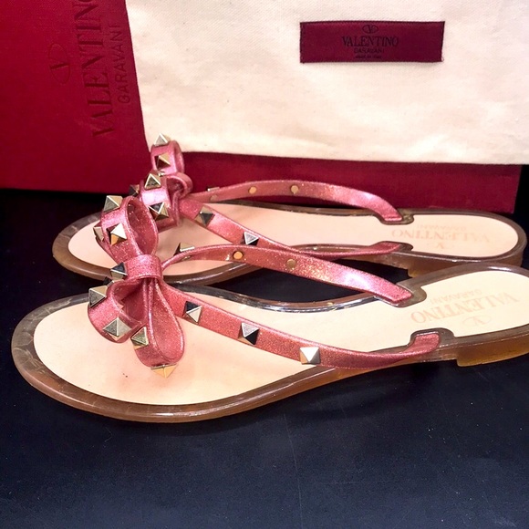 Holiday SALE🎁 Valentino Shimmery Pink Rock studded Sandals - Picture 4 of 5